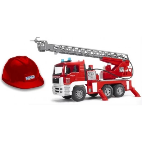 Bruder MAN Fire Engine with Light and Sound, Toy Helmet 01981